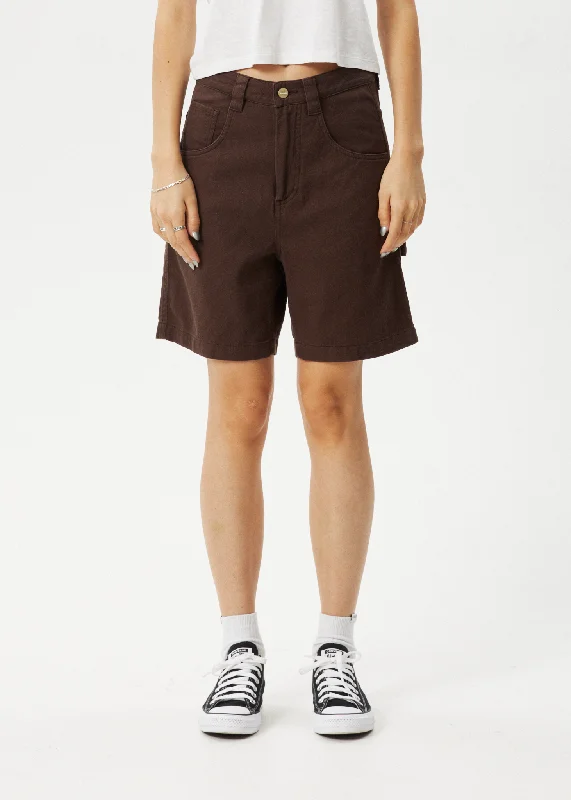 AFENDS Womens Emilie - Canvas Carpenter Short - Coffee