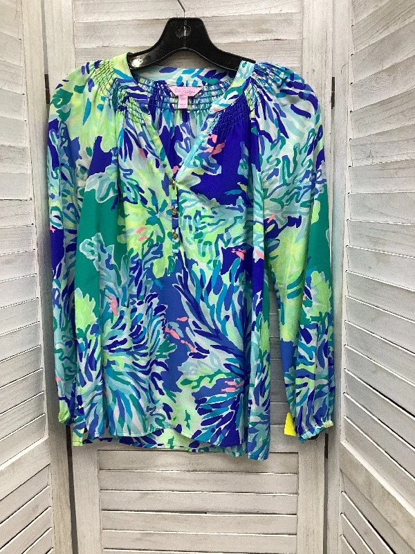 Blouse Long Sleeve By Lilly Pulitzer In Multi-colored, Size: Xxs