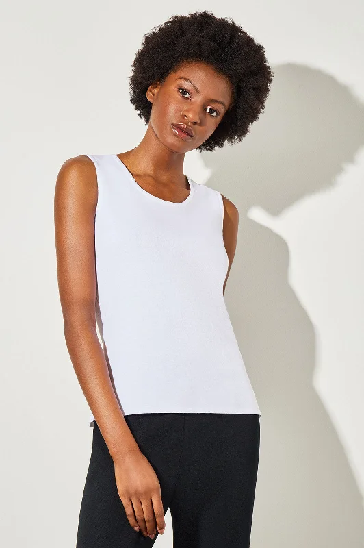 Mid-Length Scoop Neck Knit Tank, black