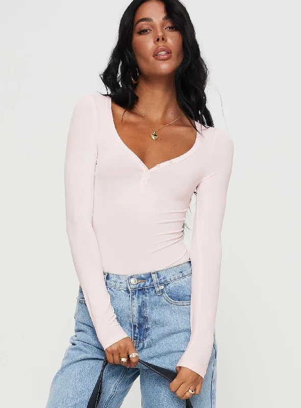 Delgado Long Sleeve Bodysuit Pink