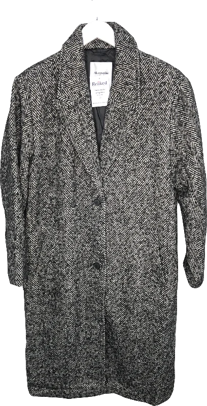 Abercrombie & Fitch Black Textured Tailored Topcoat UK XL