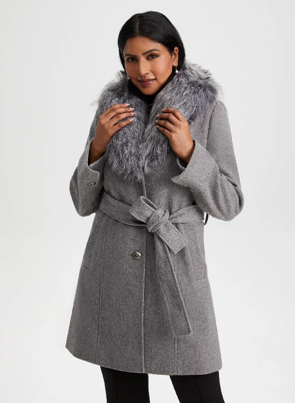 Stretch Wool Blend Coat